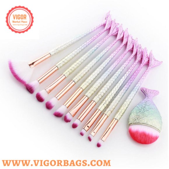 Candy Color Makeup Brushes Tool Set & Cosmetic Concealer Fish Tail Make Up Brush - Picture 8 of 12